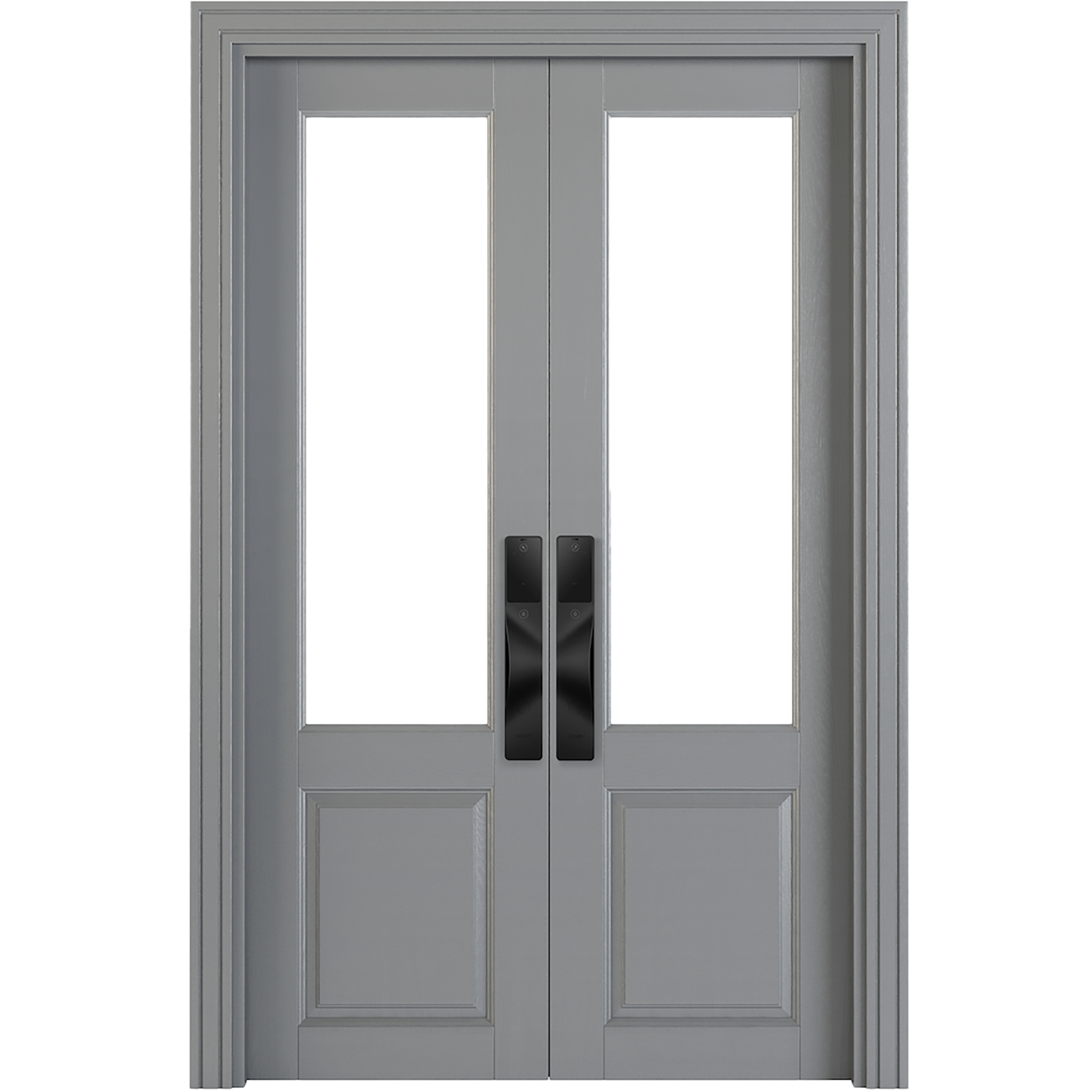 V5 VISION smart lock symmetrical installation on double doors with dummy lock, black