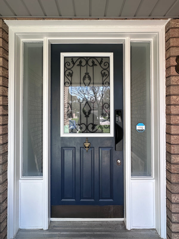 v5 black installed on a residential door in a North American home