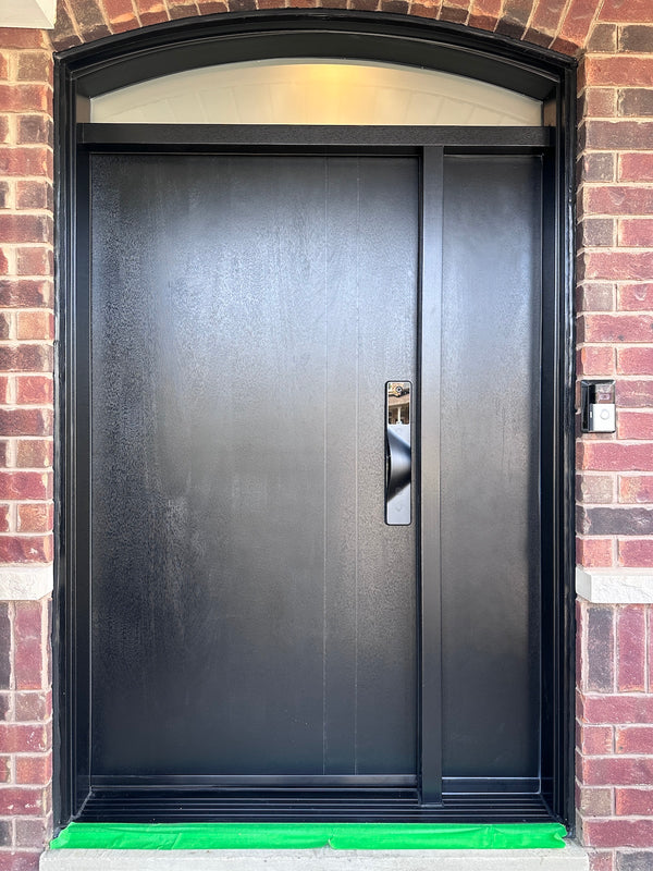 v5 black installed on a residential door in a North American home
