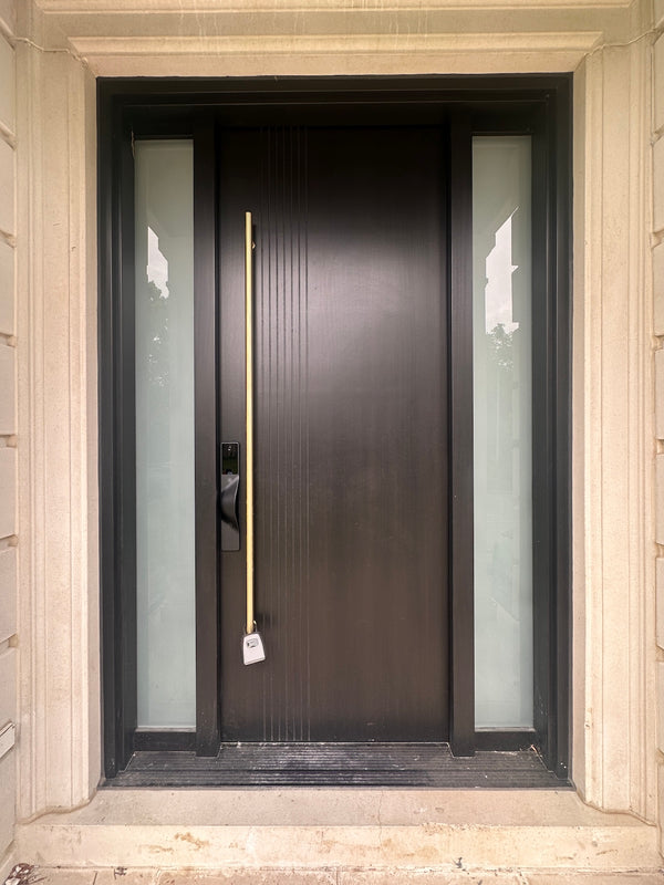 v5 black installed on a residential door in a North American home