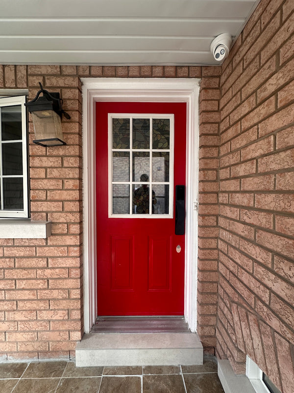 v5 black installed on a residential door in a North American home