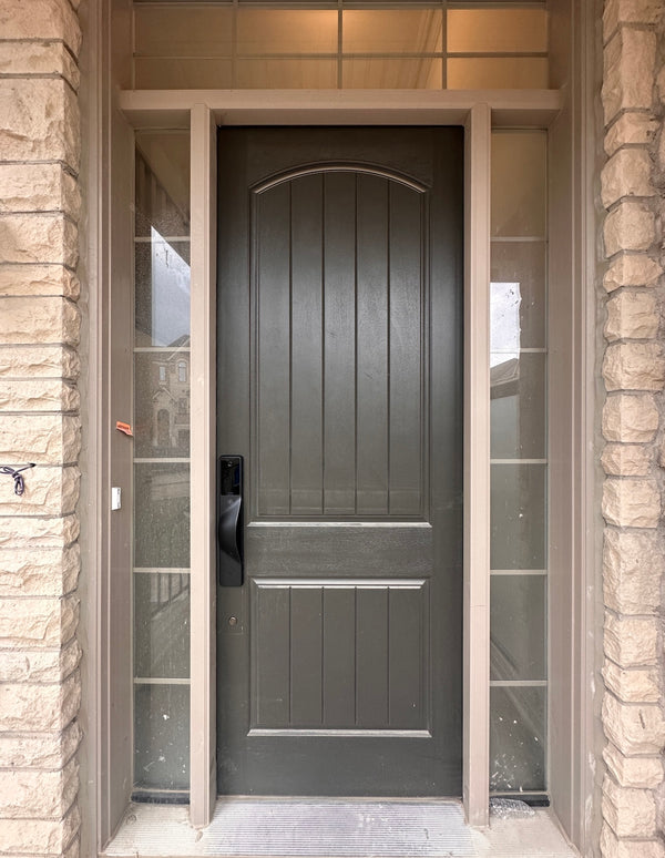 v5 black installed on a residential door in a North American home