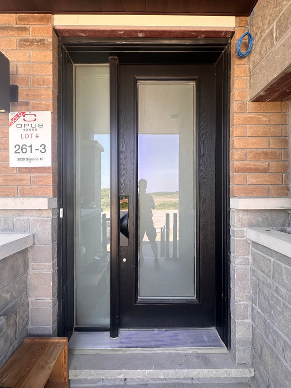 v5 black installed on a residential door in a North American home