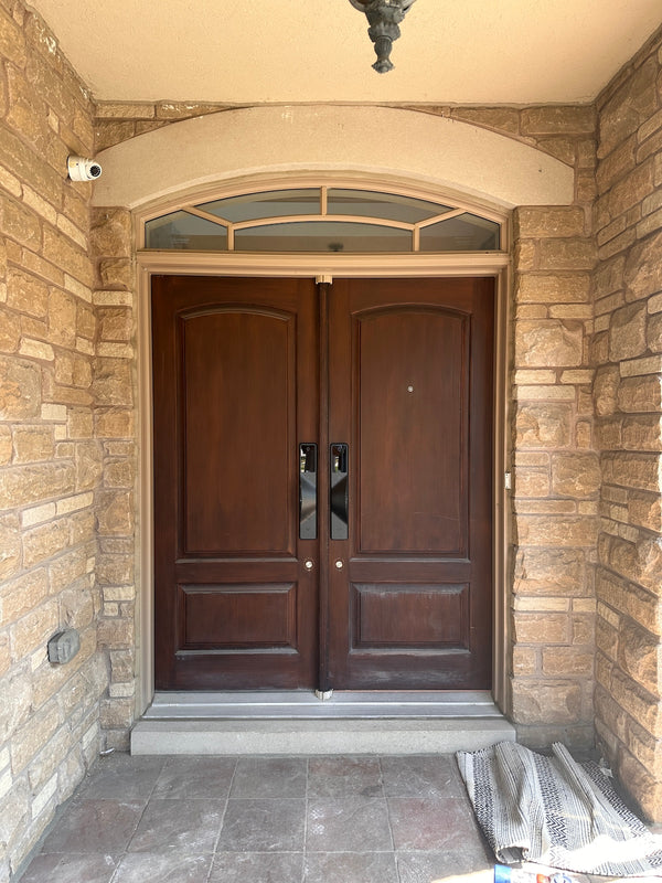 v5 black and dummy installed on a residential door in a North American home