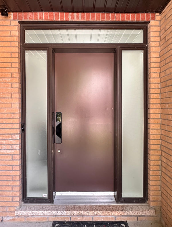 v5 black installed on a residential door in a North American home