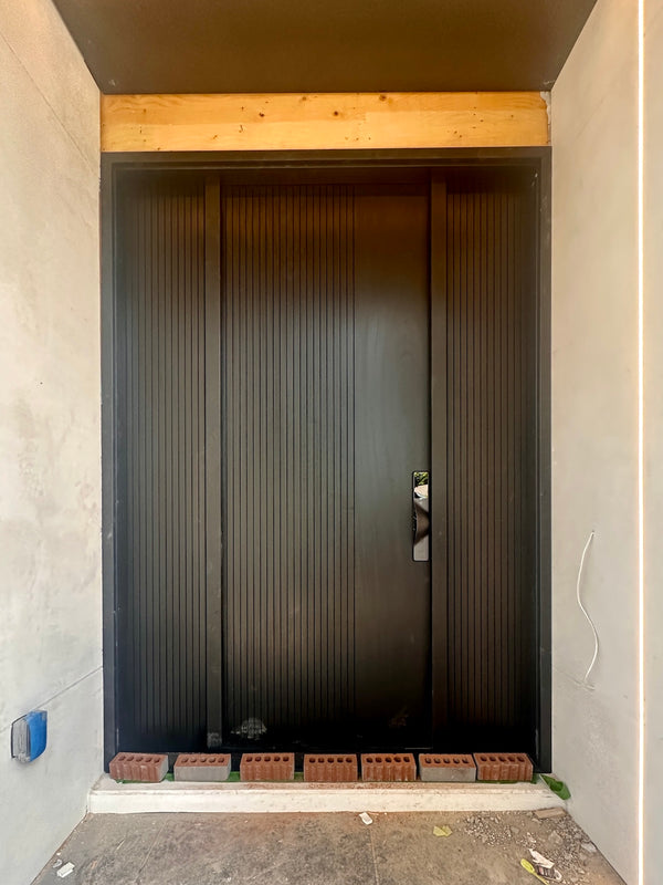 v5 black installed on a residential door in a North American home
