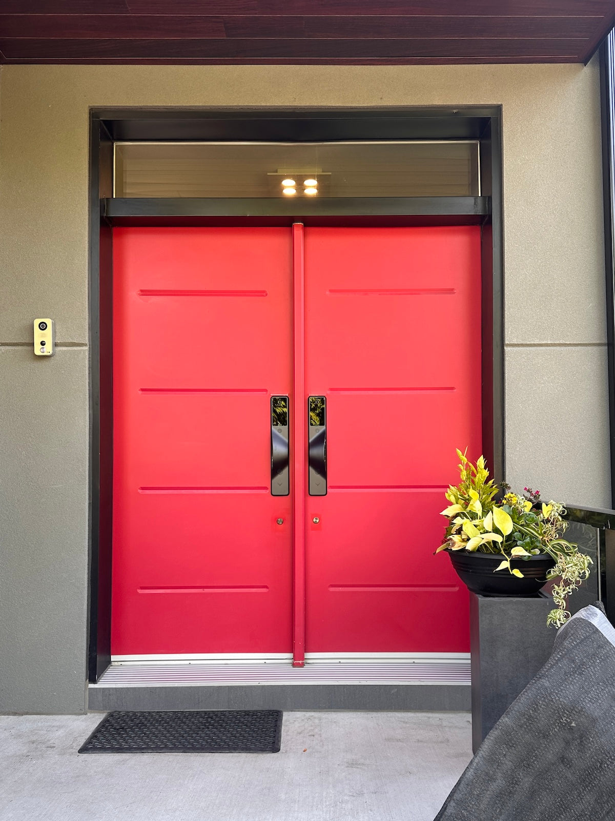 v5 black and dummy installed on a residential door in a North American home
