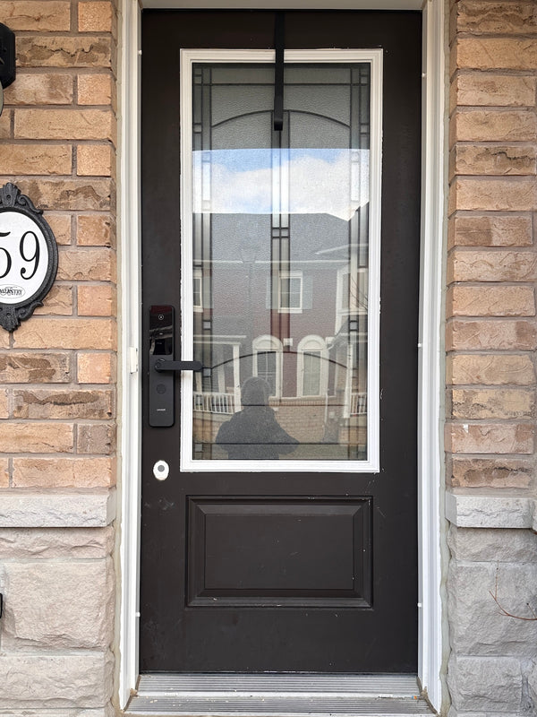 our smart lock installed on a residential door in a North American home