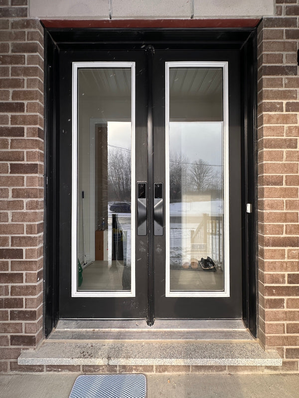 v5 black and dummy installed on a residential door in a North American home