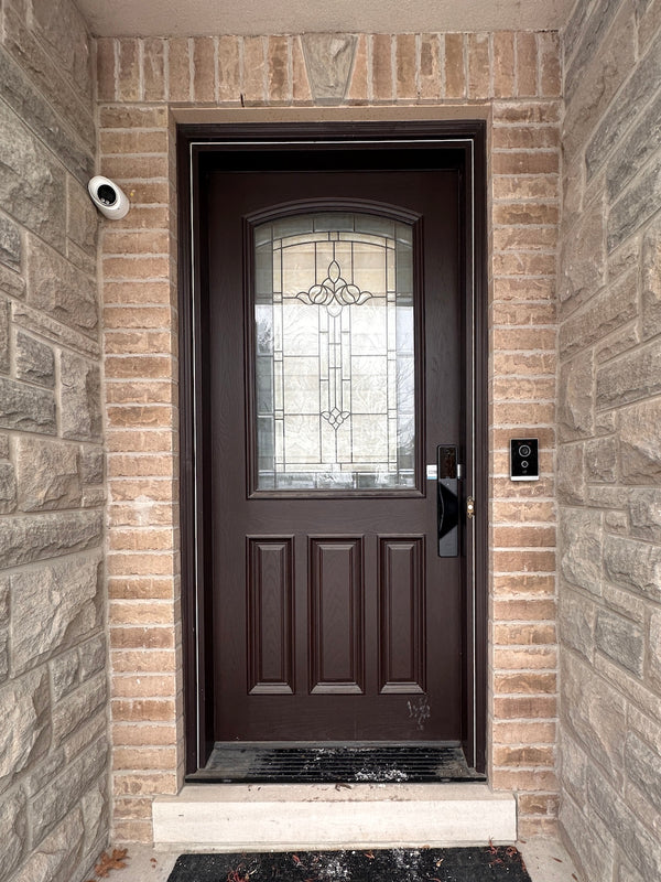 v5 black installed on a residential door in a North American home