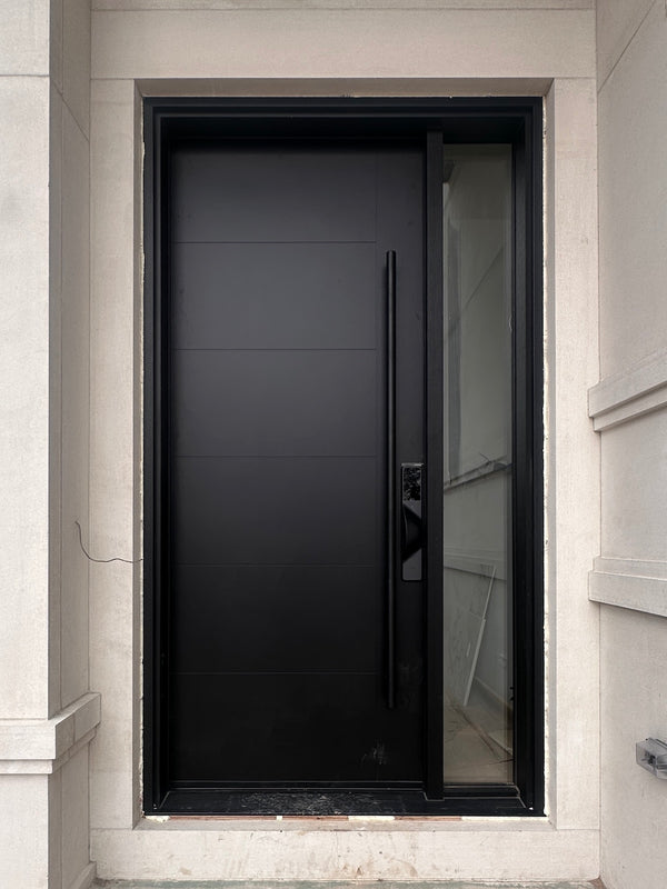 v5 black installed on a residential door in a North American home