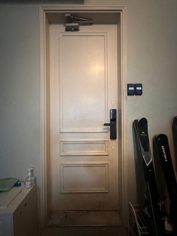 x9 installed on a residential door in a North American home