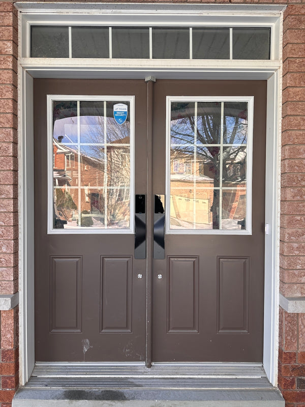 v5 black and dummy installed on a residential door in a North American home