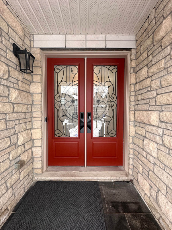 v5 black and dummy installed on a residential door in a North American home
