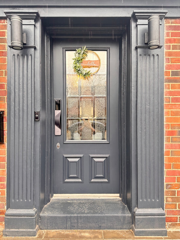 our smart lock installed on a residential door in a North American home