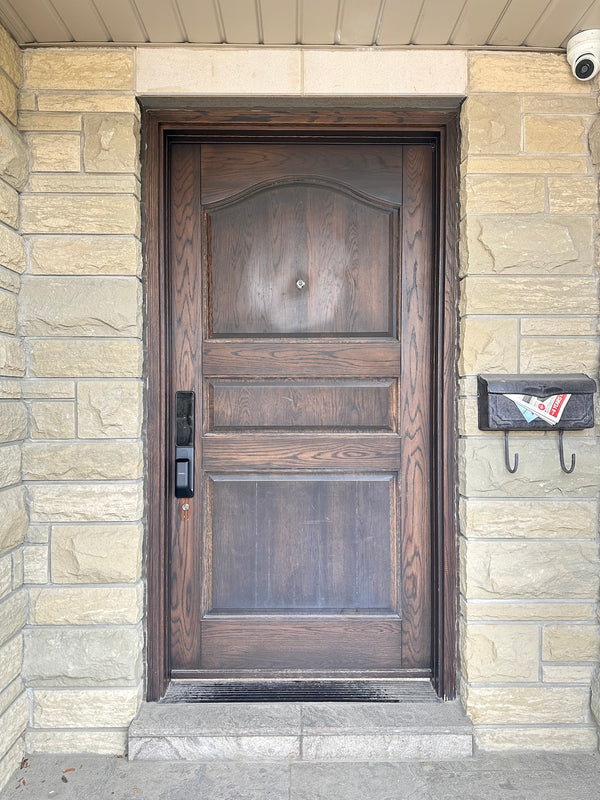 our smart lock installed on a residential door in a North American home