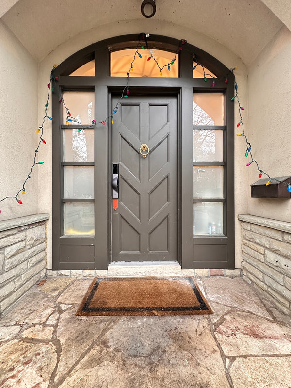 our smart lock installed on a residential door in a North American home