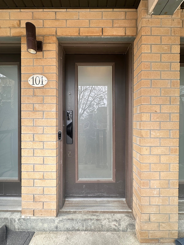our smart lock installed on a residential door in a North American home