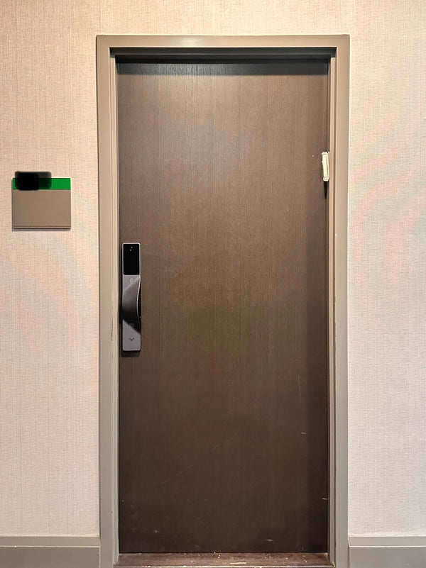 our smart lock installed on a residential door in a North American home