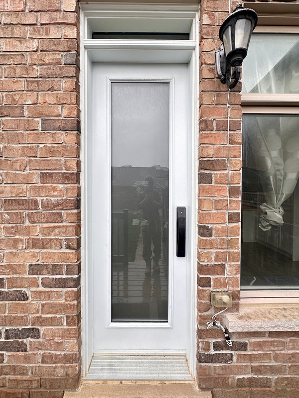 our smart lock installed on a residential door in a North American home