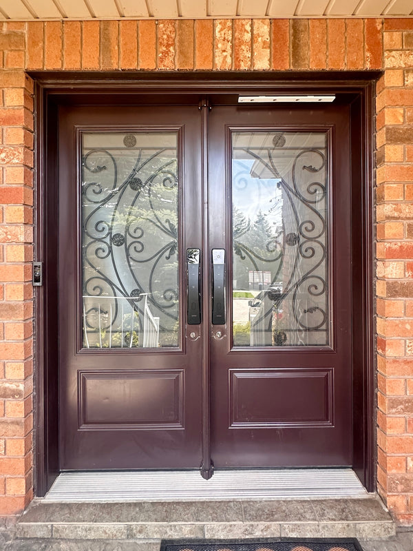 our smart lock installed on a residential door in a North American home