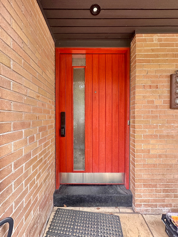 our smart lock installed on a residential door in a North American home