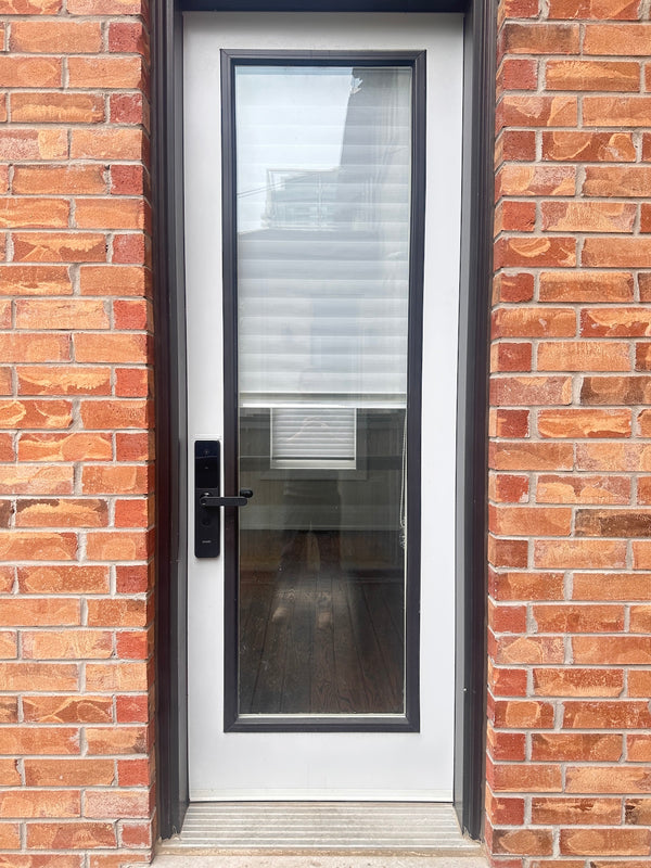 our smart lock installed on a residential door in a North American home