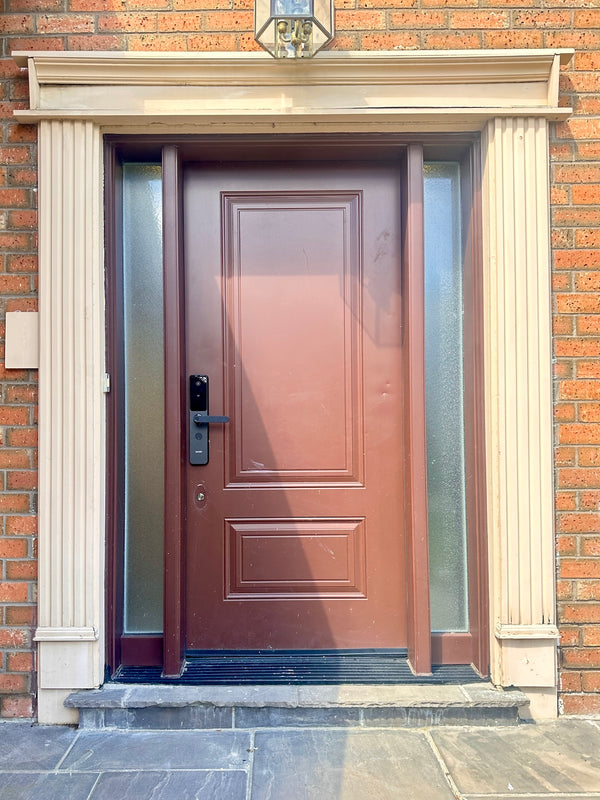 our smart lock installed on a residential door in a North American home