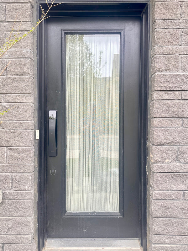 our smart lock installed on a residential door in a North American home