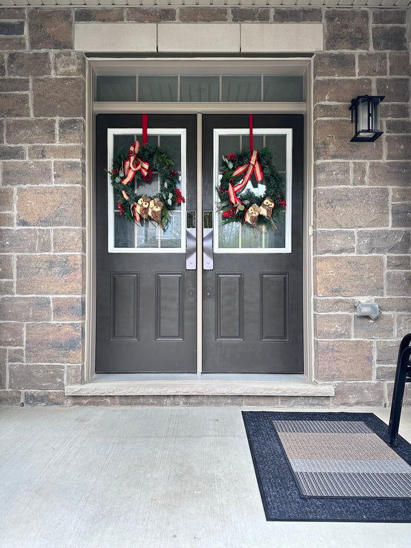 v5 gray and dummy installed on a residential door in a North American home