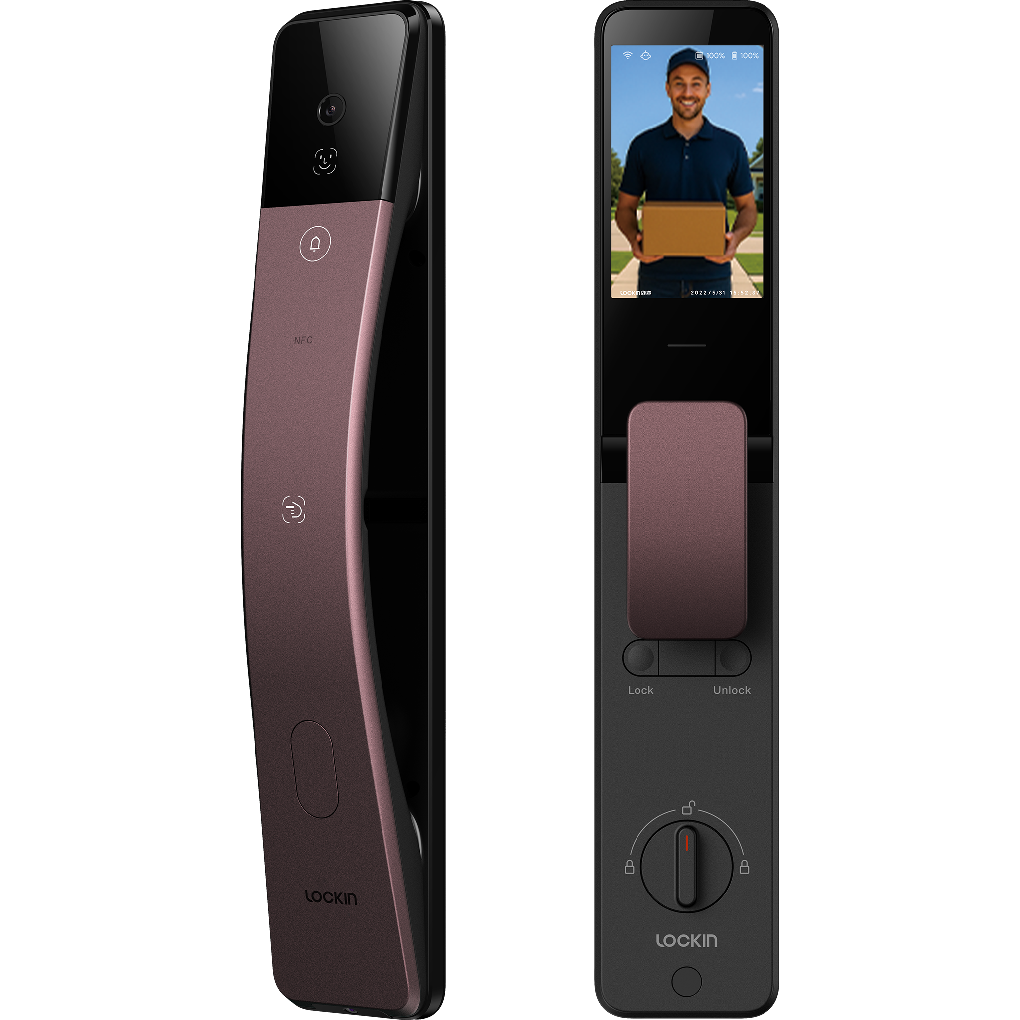 S6 Max all-in-one mortise smart lock with built-in video doorbell, indoor display, and fully automatic operation
